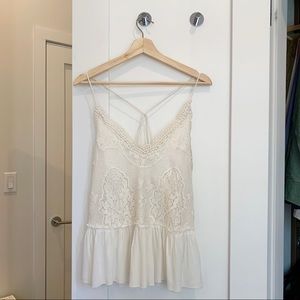 Urban Outfitters White Crochet Strappy Top, S  (Kimchi Blue)